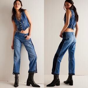 Free People We The Free Moonlit Moto Slim Bootcut Jeans Sz.27 NWT